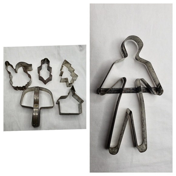 Six Vintage Cookie Cutters Prim Rust Patina - Picture 1 of 7